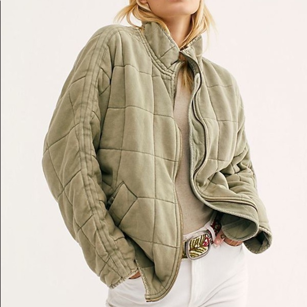 Free People Quilted Jacket Olive XS